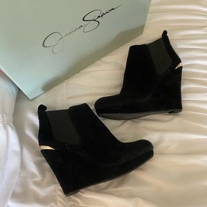Jessica Simpson Wedge Suede Black Booties